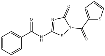 N-[3-OXO-2-(2-THIENYLCARBONYL)-2,3-DIHYDRO-1,2,4-THIADIAZOL-5-YL]BENZENECARBOXAMIDE 结构式