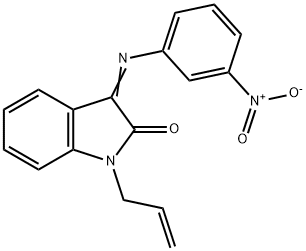 1-烯丙基-3-((3-硝基苯基)亚氨基)吲哚啉-2-酮 结构式