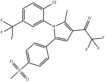 1-(1-[2-CHLORO-5-(TRIFLUOROMETHYL)PHENYL]-2-METHYL-5-[4-(METHYLSULFONYL)PHENYL]-1H-PYRROL-3-YL)-2,2,2-TRIFLUORO-1-ETHANONE 结构式