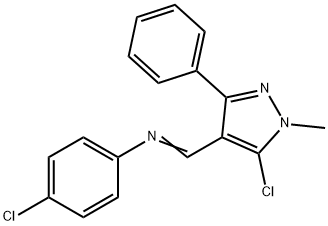 4-CHLORO-N-[(5-CHLORO-1-METHYL-3-PHENYL-1H-PYRAZOL-4-YL)METHYLENE]ANILINE 结构式