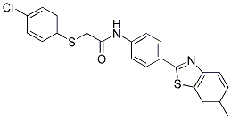 2-[(4-CHLOROPHENYL)THIO]-N-[4-(6-METHYL-1,3-BENZOTHIAZOL-2-YL)PHENYL]ACETAMIDE 结构式
