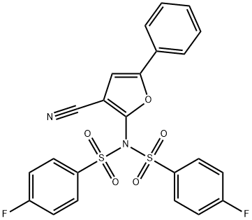 N-(3-CYANO-5-PHENYL-2-FURYL)-4-FLUORO-N-[(4-FLUOROPHENYL)SULFONYL]BENZENESULFONAMIDE 结构式