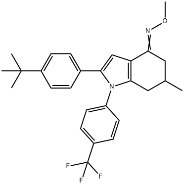 (2-(4-(TERT-BUTYL)PHENYL)-6-METHYL-1-(4-(TRIFLUOROMETHYL)PHENYL)(5,6,7-TRIHYDROINDOL-4-YLIDENE))METHYLOXIME 结构式