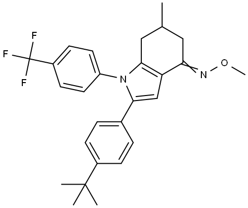 (2-(4-(tert-Butyl)phenyl)-6-methyl-1-(4-(trifluoromethyl)phenyl)(5,6,7-trihydroindol-4-ylidene))methyloxime 结构式
