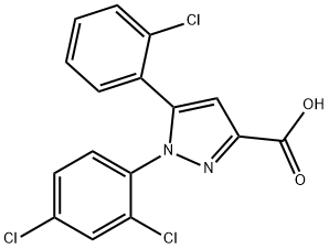 5-(2-CHLOROPHENYL)-1-(2,4-DICHLOROPHENYL)-1H-PYRAZOLE-3-CARBOXYLIC ACID 结构式
