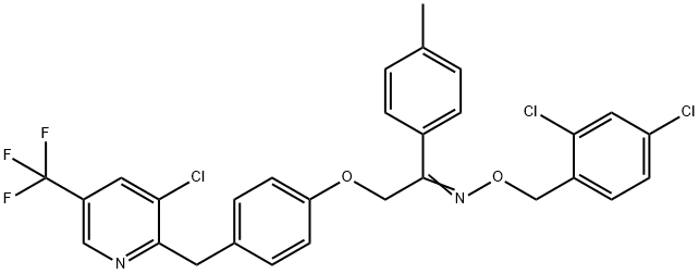 2-(4-([3-CHLORO-5-(TRIFLUOROMETHYL)-2-PYRIDINYL]METHYL)PHENOXY)-1-(4-METHYLPHENYL)-1-ETHANONE O-(2,4-DICHLOROBENZYL)OXIME 结构式