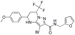 3-Bromo-N-(2-furylmethyl)-5-(4-methoxyphenyl)-7-(trifluoromethyl)-4,5,6,7-tetrahydropyrazolo[1,5-a]pyrimidine-2-carboxamide 结构式