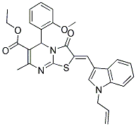 (Z)-ETHYL 2-((1-ALLYL-1H-INDOL-3-YL)METHYLENE)-5-(2-METHOXYPHENYL)-7-METHYL-3-OXO-3,5-DIHYDRO-2H-THIAZOLO[3,2-A]PYRIMIDINE-6-CARBOXYLATE 结构式