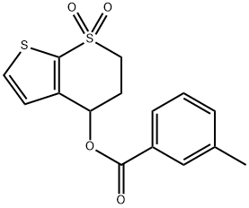 1,1-DIOXO-1,2,3,4-TETRAHYDRO-1LAMBDA6-THIENO[2,3-B]THIOPYRAN-4-YL 3-METHYLBENZENECARBOXYLATE 结构式