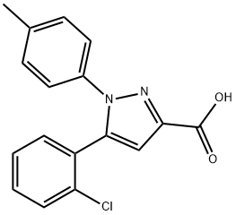 5-(2-CHLOROPHENYL)-1-(4-METHYLPHENYL)-1H-PYRAZOLE-3-CARBOXYLIC ACID 结构式