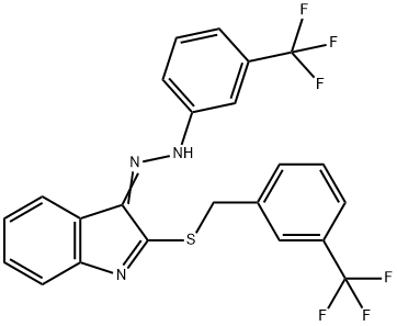 2-([3-(TRIFLUOROMETHYL)BENZYL]SULFANYL)-3H-INDOL-3-ONE N-[3-(TRIFLUOROMETHYL)PHENYL]HYDRAZONE 结构式