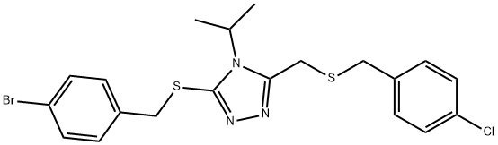 3-[(4-Bromobenzyl)sulfanyl]-5-([(4-chlorobenzyl)sulfanyl]methyl)-4-isopropyl-4H-1,2,4-triazole 结构式
