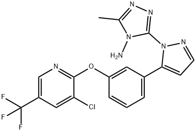 3-[5-(3-([3-CHLORO-5-(TRIFLUOROMETHYL)-2-PYRIDINYL]OXY)PHENYL)-1H-PYRAZOL-1-YL]-5-METHYL-4H-1,2,4-TRIAZOL-4-AMINE 结构式