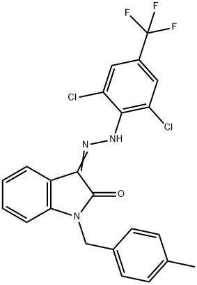 1-(4-METHYLBENZYL)-1H-INDOLE-2,3-DIONE 3-(N-[2,6-DICHLORO-4-(TRIFLUOROMETHYL)PHENYL]HYDRAZONE) 结构式