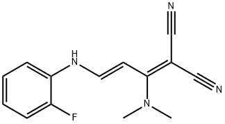 2-[1-(DIMETHYLAMINO)-3-(2-FLUOROANILINO)-2-PROPENYLIDENE]MALONONITRILE 结构式
