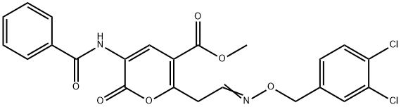 METHYL 3-(BENZOYLAMINO)-6-(2-([(3,4-DICHLOROBENZYL)OXY]IMINO)ETHYL)-2-OXO-2H-PYRAN-5-CARBOXYLATE 结构式