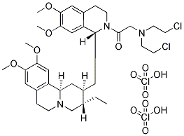 2-[DI(2-CHLOROETHYL)AMINO]-1-(1-[(3-ETHYL-9,10-DIMETHOXY-1,3,4,6,7,11B-HEXAHYDRO-2H-PYRIDO[2,1-A]ISOQUINOLIN-2-YL)METHYL]-6,7-DIMETHOXY-1,2,3,4-TETRAHYDRO-2-ISOQUINOLINYL)-1-ETHANONE DIPERCHLORATE 结构式