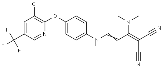 2-[3-(4-([3-Chloro-5-(trifluoromethyl)-2-pyridinyl]oxy)anilino)-1-(dimethylamino)-2-propenylidene]malononitrile 结构式
