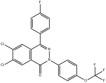 6,7-DICHLORO-4-(4-FLUOROPHENYL)-2-[4-(TRIFLUOROMETHOXY)PHENYL]-1(2H)-PHTHALAZINONE 结构式