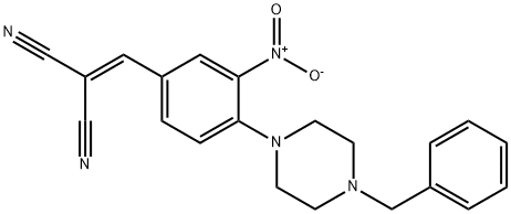 2-([4-(4-BENZYLPIPERAZINO)-3-NITROPHENYL]METHYLENE)MALONONITRILE 结构式