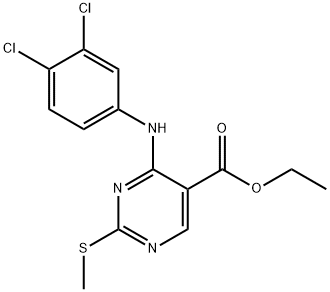 4-((3,4-二氯苯基)氨基)-2-(甲硫基)嘧啶-5-甲酸乙酯 结构式