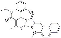 (Z)-Ethyl 5-(2-chlorophenyl)-2-((2-methoxynaphthalen-1-yl)methylene)-7-methyl-3-oxo-3,5-dihydro-2H-thiazolo[3,2-a]pyrimidine-6-carboxylate 结构式