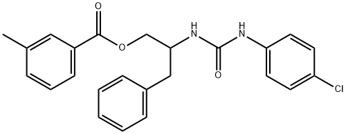 2-([(4-CHLOROANILINO)CARBONYL]AMINO)-3-PHENYLPROPYL 3-METHYLBENZENECARBOXYLATE 结构式