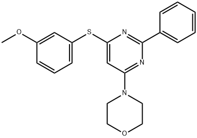 4-(6-((3-甲氧基苯基)硫代)-2-苯基嘧啶-4-基)吗啉 结构式