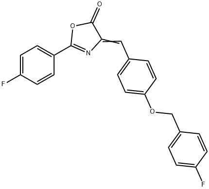 (4Z)-4-{4-[(4-FLUOROBENZYL)OXY]BENZYLIDENE}-2-(4-FLUOROPHENYL)-1,3-OXAZOL-5(4H)-ONE 结构式