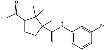 3-(N-(3-BROMOPHENYL)CARBAMOYL)-2,2,3-TRIMETHYLCYCLOPENTANECARBOXYLIC ACID 结构式