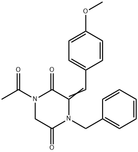 1-ACETYL-4-BENZYL-3-[(4-METHOXYPHENYL)METHYLENE]TETRAHYDRO-2,5-PYRAZINEDIONE 结构式