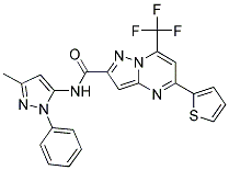 N-(3-METHYL-1-PHENYL-1H-PYRAZOL-5-YL)-5-THIEN-2-YL-7-(TRIFLUOROMETHYL)PYRAZOLO[1,5-A]PYRIMIDINE-2-CARBOXAMIDE 结构式