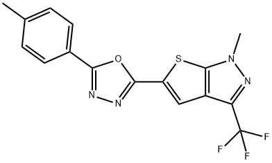 1-METHYL-5-[5-(4-METHYLPHENYL)-1,3,4-OXADIAZOL-2-YL]-3-(TRIFLUOROMETHYL)-1H-THIENO[2,3-C]PYRAZOLE 结构式