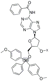 5'-O-(4,4'-DIMETHOXYTRITYL)-N6-BENZOYL-2'-DEOXYADENOSINE-3'-LCAA-CPG 结构式