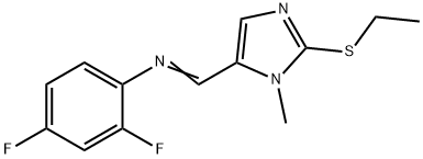 N-(2,4-DIFLUOROPHENYL)-N-([2-(ETHYLSULFANYL)-1-METHYL-1H-IMIDAZOL-5-YL]METHYLENE)AMINE 结构式