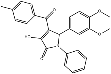 5-(3,4-DIMETHOXYPHENYL)-3-HYDROXY-4-(4-METHYLBENZOYL)-1-PHENYL-1H-PYRROL-2(5H)-ONE 结构式