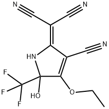 2-[3-CYANO-4-ETHOXY-5-HYDROXY-5-(TRIFLUOROMETHYL)-1,5-DIHYDRO-2H-PYRROL-2-YLIDEN]MALONONITRILE 结构式