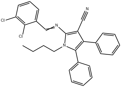 1-BUTYL-2-([(E)-(2,3-DICHLOROPHENYL)METHYLIDENE]AMINO)-4,5-DIPHENYL-1H-PYRROLE-3-CARBONITRILE 结构式