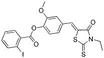 4-[(Z)-(3-ETHYL-4-OXO-2-THIOXO-1,3-THIAZOLIDIN-5-YLIDENE)METHYL]-2-METHOXYPHENYL 2-IODOBENZOATE 结构式