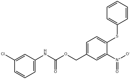 3-NITRO-4-(PHENYLSULFANYL)BENZYL N-(3-CHLOROPHENYL)CARBAMATE 结构式