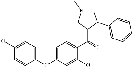 [2-CHLORO-4-(4-CHLOROPHENOXY)PHENYL](1-METHYL-4-PHENYLTETRAHYDRO-1H-PYRROL-3-YL)METHANONE 结构式