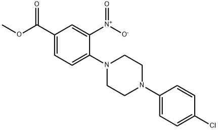 METHYL 4-[4-(4-CHLOROPHENYL)PIPERAZINO]-3-NITROBENZENECARBOXYLATE 结构式