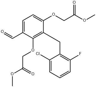 Methyl 2-[2-(2-chloro-6-fluorobenzyl)-4-formyl-3-(2-methoxy-2-oxoethoxy)phenoxy]acetate 结构式