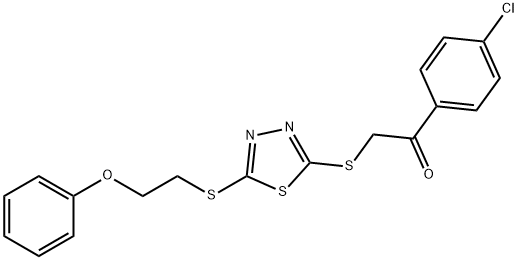 1-(4-CHLOROPHENYL)-2-((5-[(2-PHENOXYETHYL)SULFANYL]-1,3,4-THIADIAZOL-2-YL)SULFANYL)-1-ETHANONE 结构式
