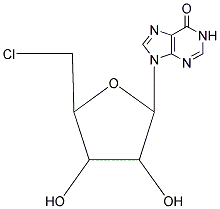 9-[5-(CHLOROMETHYL)-3,4-DIHYDROXYTETRAHYDRO-2-FURANYL]-1,9-DIHYDRO-6H-PURIN-6-ONE 结构式