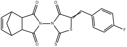 4-(5-[(4-FLUOROPHENYL)METHYLENE]-4-OXO-2-THIOXO-1,3-THIAZOLAN-3-YL)-4-AZATRICYCLO[5.2.1.0(2,6)]DEC-8-ENE-3,5-DIONE 结构式