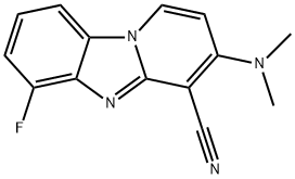 3-(DIMETHYLAMINO)-6-FLUOROPYRIDO[1,2-A][1,3]BENZIMIDAZOLE-4-CARBONITRILE 结构式