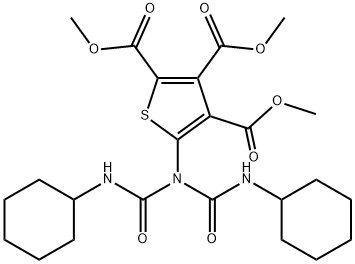 TRIMETHYL 5-(BIS[(CYCLOHEXYLAMINO)CARBONYL]AMINO)-2,3,4-THIOPHENETRICARBOXYLATE 结构式