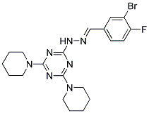 (E)-2-(2-(3-BROMO-4-FLUOROBENZYLIDENE)HYDRAZINYL)-4,6-DI(PIPERIDIN-1-YL)-1,3,5-TRIAZINE 结构式