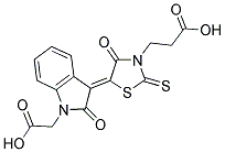 3-((5Z)-5-[1-(Carboxymethyl)-2-oxo-1,2-dihydro-3H-indol-3-ylidene]-4-oxo-2-thioxo-1,3-thiazolidin-3-yl)propanoic acid 结构式